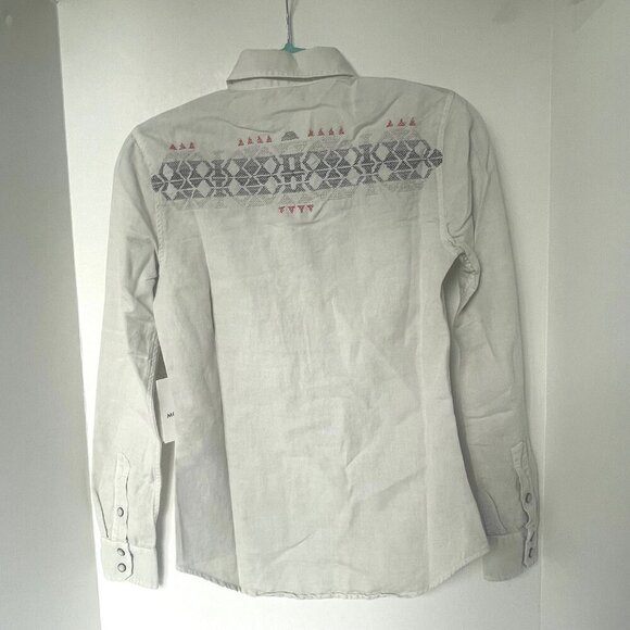 Mother Western Shirt Womens XS Ivory All My Ex's Snap Extra Small Embroidered - Picture 9 of 10